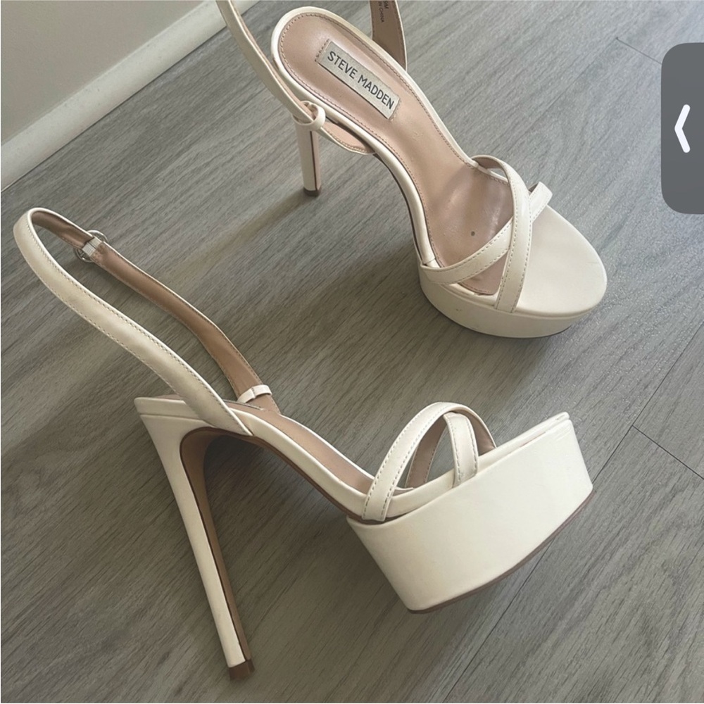 Steve Madden White Platform Heels - Picture 4 of 9